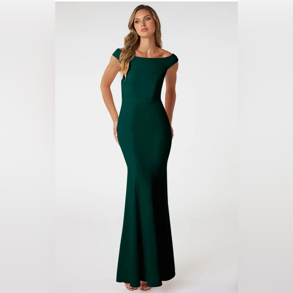 Azazie Emerald Off-the-Shoulder Maxi Gown